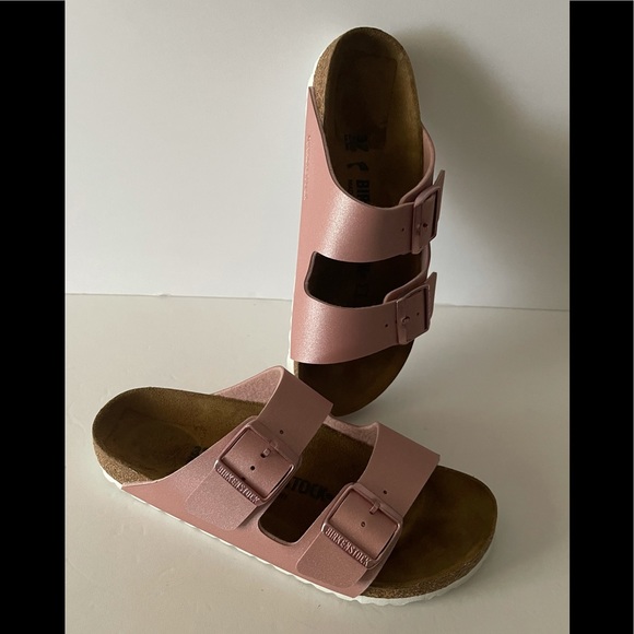 Birkenstock Shoes - Birkenstock Arizona BirkoFlor Metallic Ice Rose 37🌸🎀